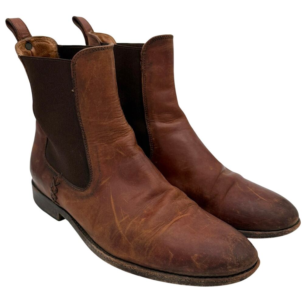 Frye Chelsea Boots Leather Pull On Size 8 Brown Distressed Heritage Western